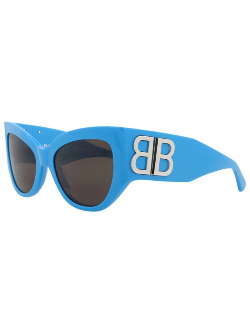 New Balenciaga Women's Sunglasses Cat Eye Recycled Acetate Frame Light Blue Blue